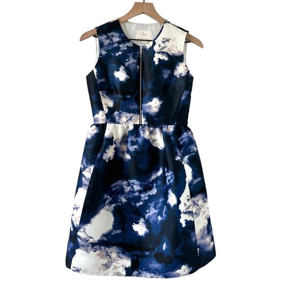 Kate Spade Joss Cloud Print Zip Front Dress Size 0 - Picture 5 of 14